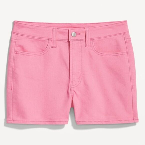 Old Navy High Rise Wow 3" Inseam Pink Sparkle Berry Denim Jean Shorts 8 NWT - Picture 1 of 14